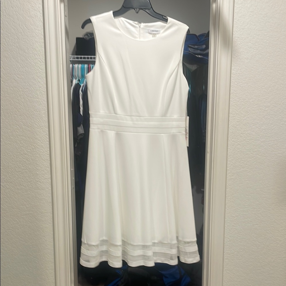 Calvin Klein White Sleeveless A-Line Mini Dress